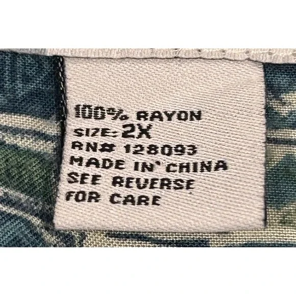 Island Blue Green Hawaiian Shirt 100% Rayon Green Pattern Button Down Shirt XXL - Picture 4 of 7